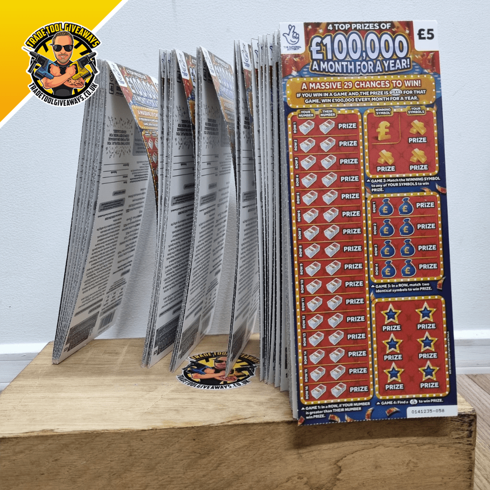 £100,000 A Month For A Year 60pk £5 Scratch Cards Power Tool