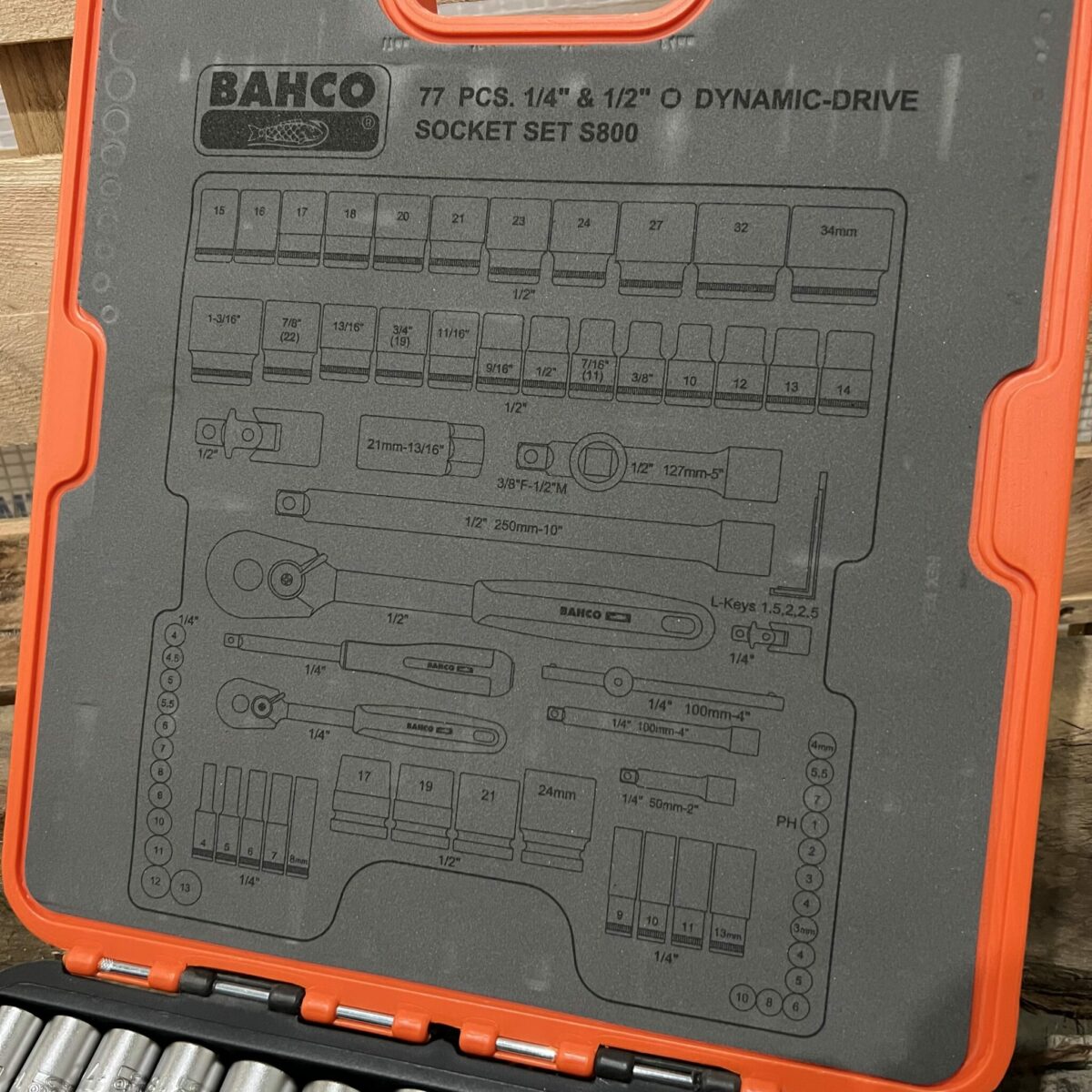 Bahco 77pc - 1/4" & 1/2" Drive Socket Set - Image 2