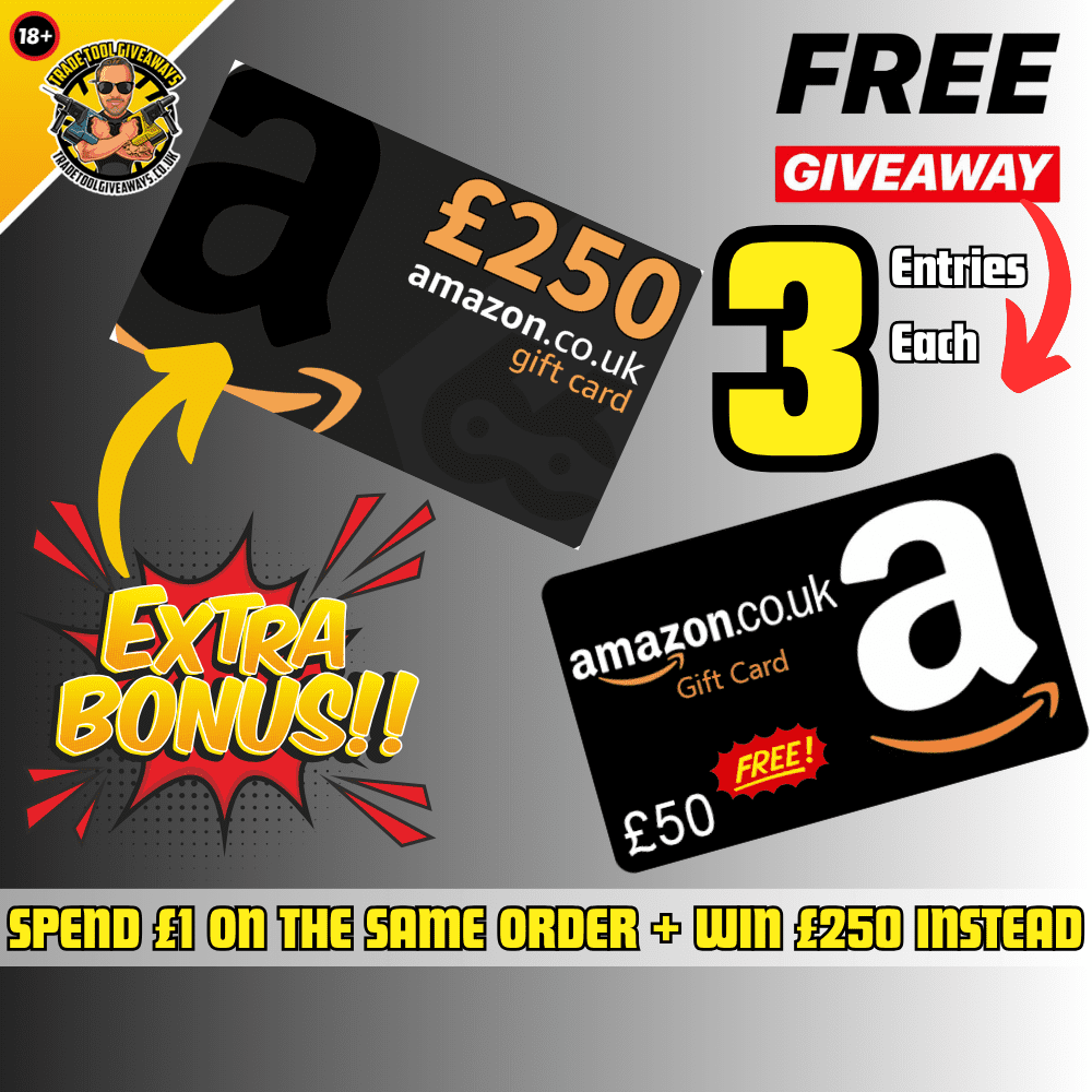 FREE - £50  Voucher - Spend £1 & Get £250  Voucher - Power Tool  Competitions - Win Vans & Power Tools