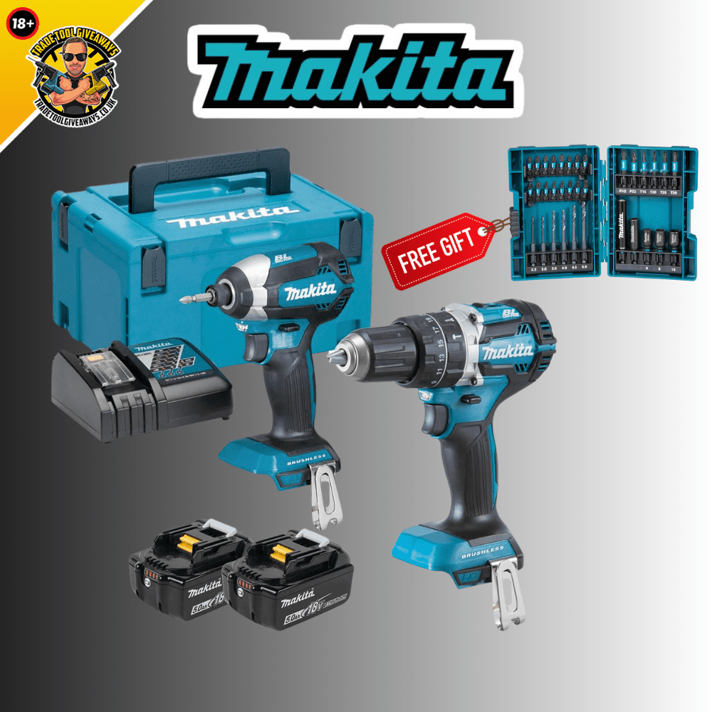 Makita 18v Brushless 2pc Kit FREE 33pc Bit Set