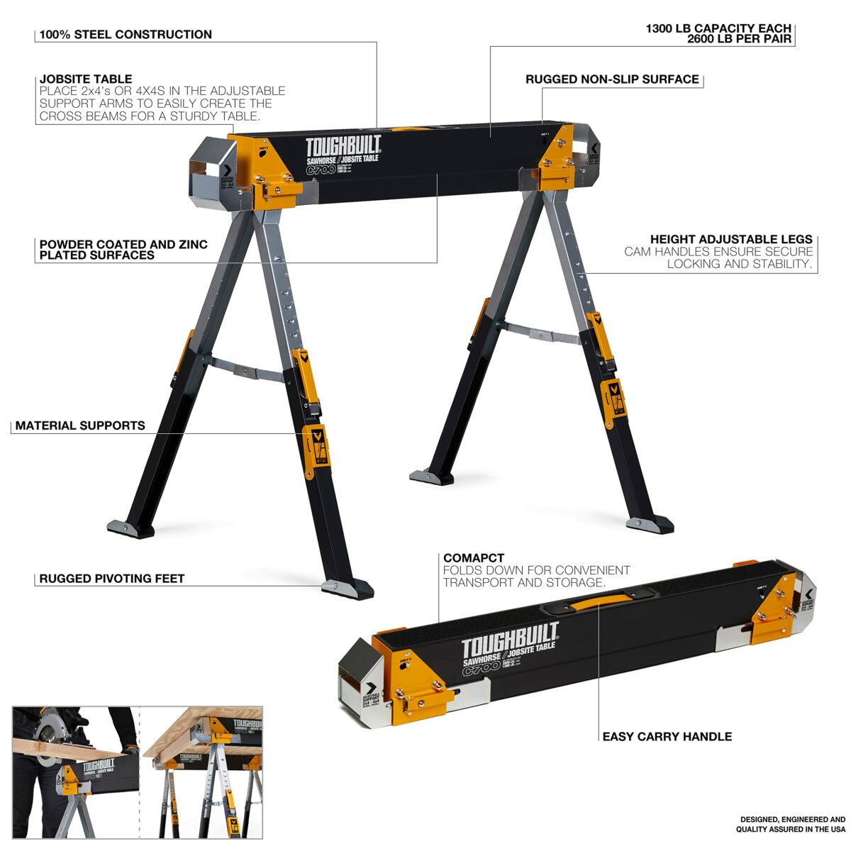 ToughBuilt 2pk C700 Saw Horses #2 - Image 3