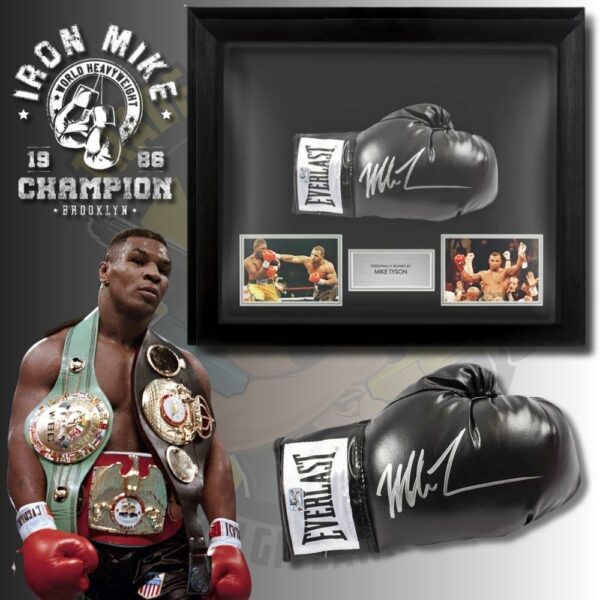Signed boxing gloves sales
