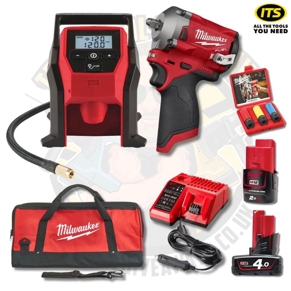 Milwaukee M12 Auto Tyre Kit Bundle 6