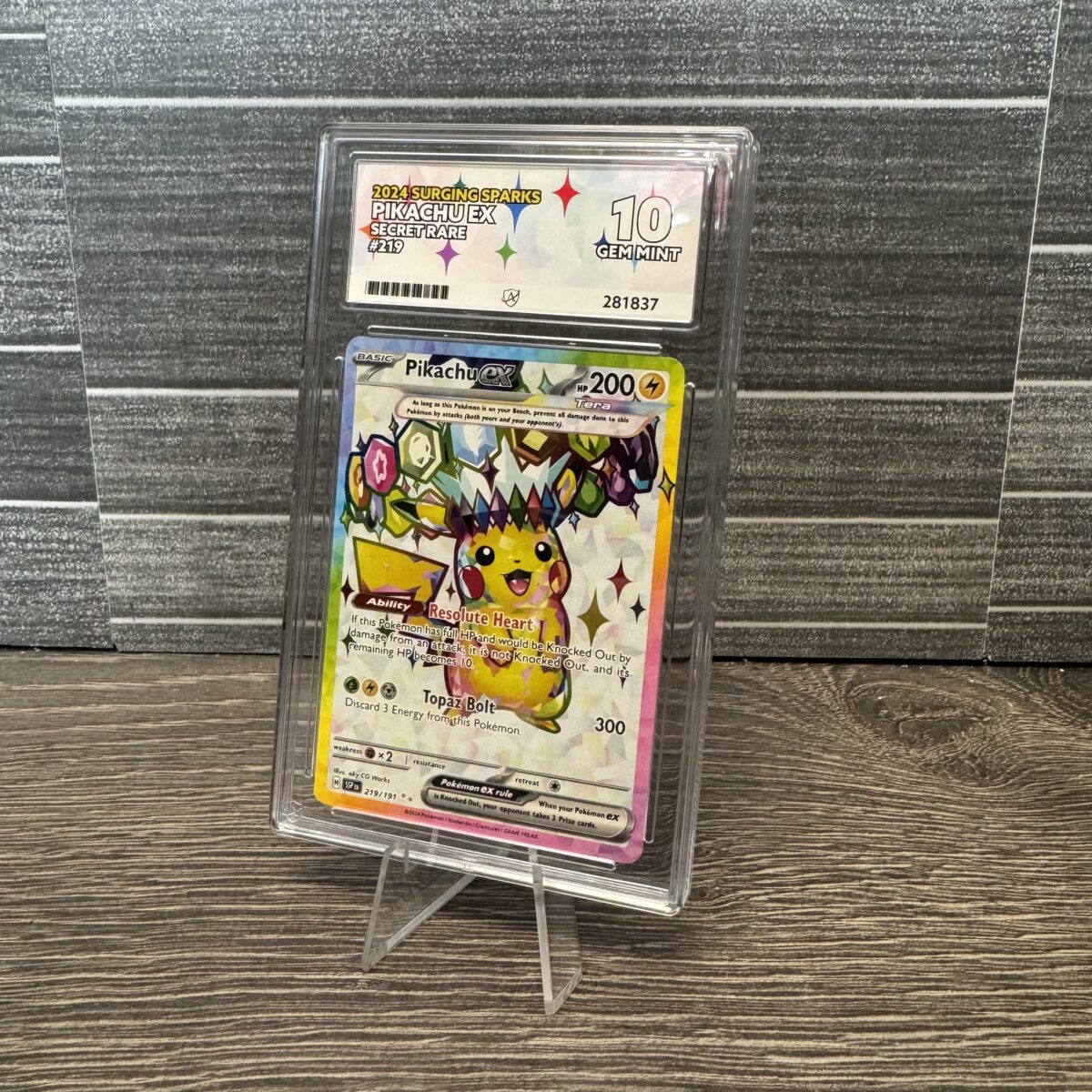 Auto Draw - Pokémon TCG: ACE 10 GEM MINT - PIKACHU EX 219/191 SURGING SPARKS SECRET RARE - Image 2