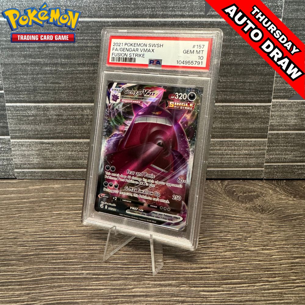 Auto Draw - Pokémon TCG: PSA 10 GEM MINT - 2021 Gengar VMAX Auto Draw - Pokémon TCG: PSA 10 GEM MINT - 2021 Gengar VMAX