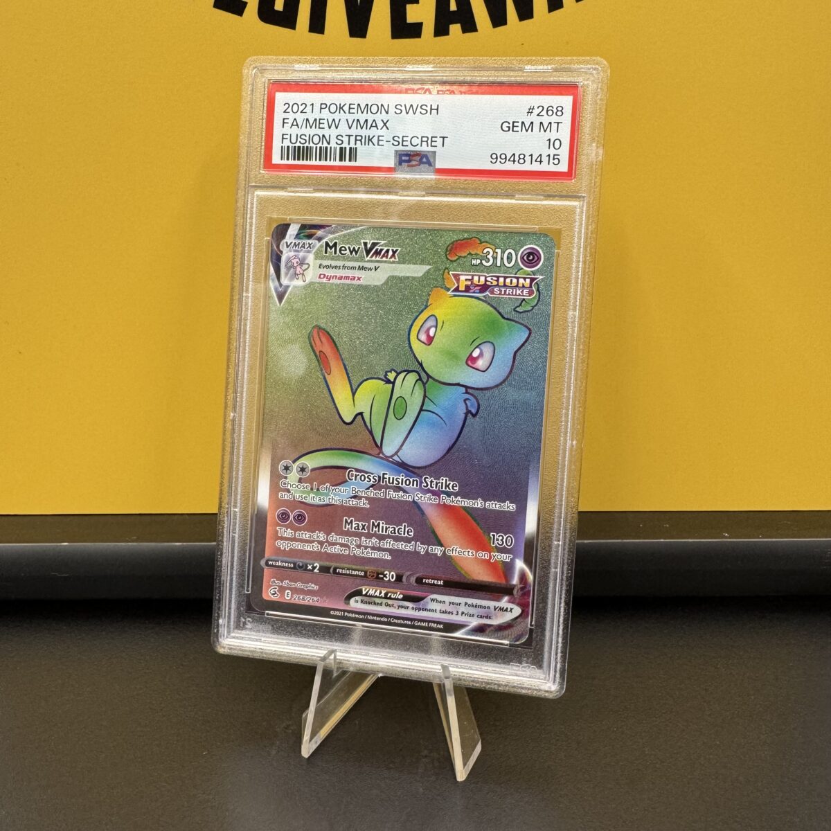 Auto Draw - Pokémon TCG: PSA 10 Mew Vmax 268/264 Fusion Strike Rainbow Holo Graded - Image 2