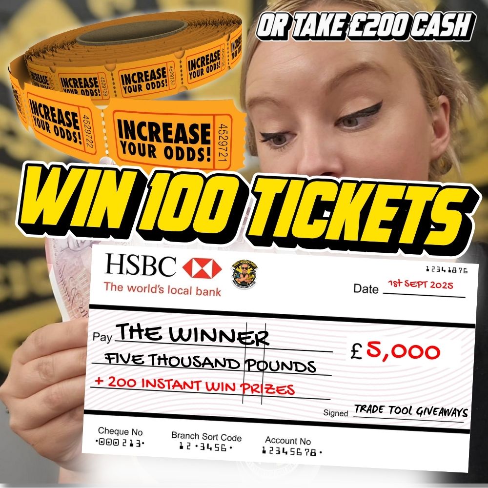 LUNCHTIME Auto Draw - Win 100 Tickets Into Our £5,000 Cash Competition #2 -  Power Tool Competitions - Win Vans & Power Tools