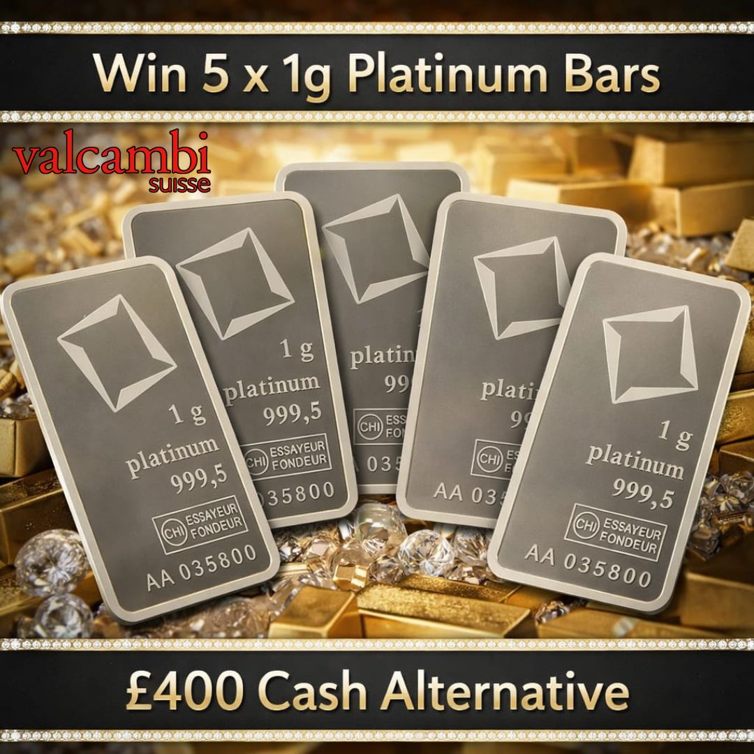 5 X 1g Platinum Bars Valcambi 2 Power Tool Competitions Win Vans 5 X 1g Platinum Bars Valcambi 2 Power Tool Competitions Win Vans