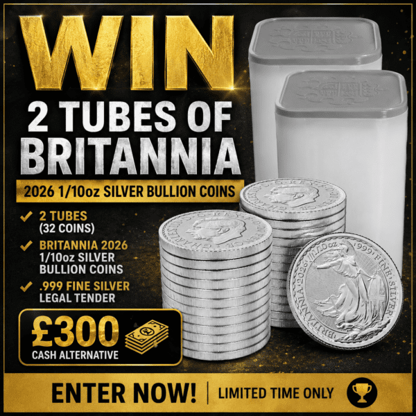 Britannia 2026 1/10 oz Silver Bullion Sixteen Coin Tube | 999 Fine Silver X 2 Tubes