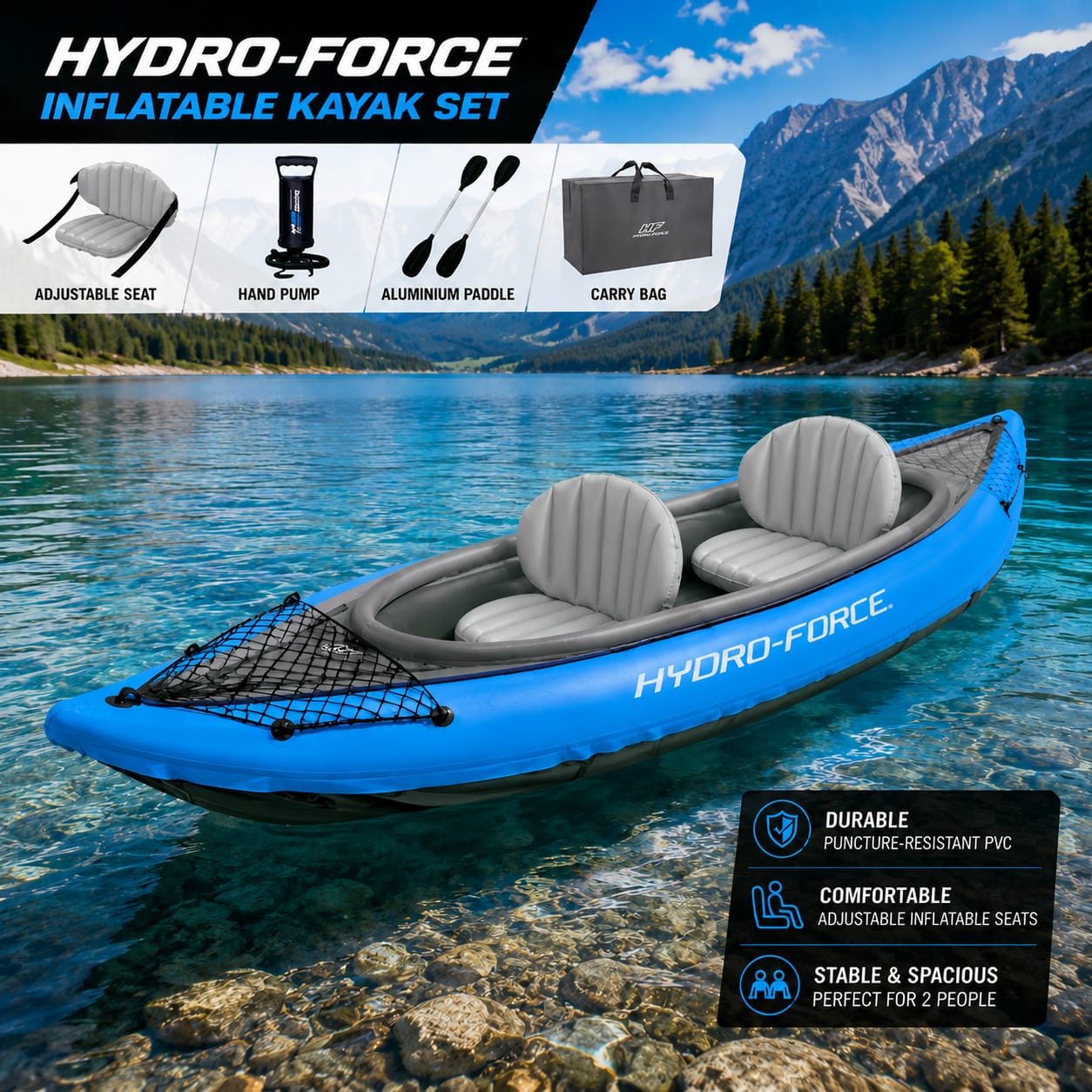 Auto Draw – Bestway Hydro-Force Cove Champ 2 Person Kayak