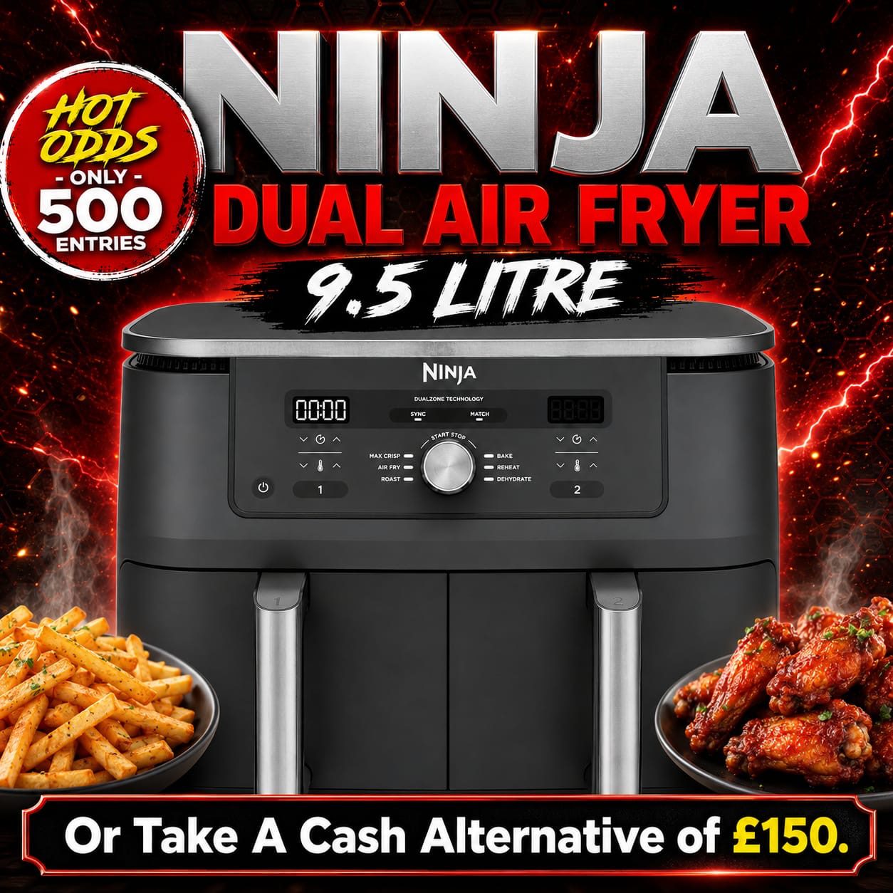 Ninja MAX 6-in-1 Dual Zone Air Fryer 9.5L