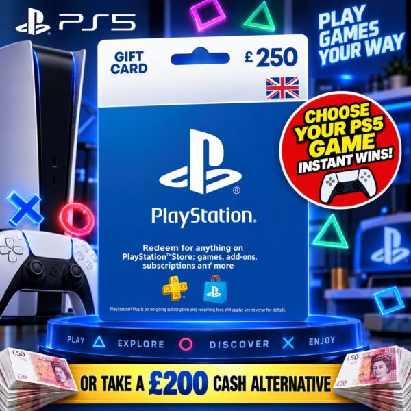 £250 PlayStation Store Gift Card (+ Choose ANY Game Instant Wins)