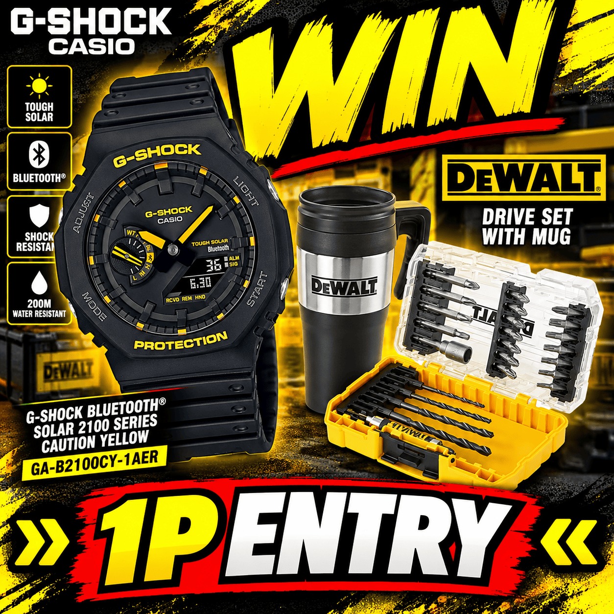 Auto Draw – Casio G-SHOCK Watch & Dewalt Drive Set With Mug