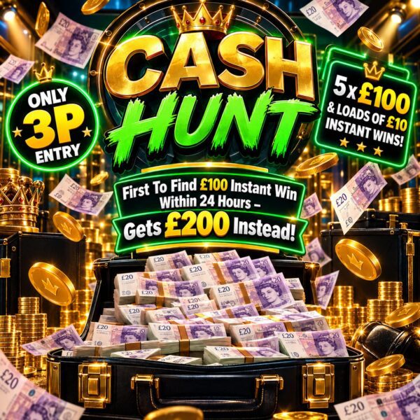 Cash Hunt – £100 Cash End Prize + MORE Instant Wins + 5 x £100 Wins!
