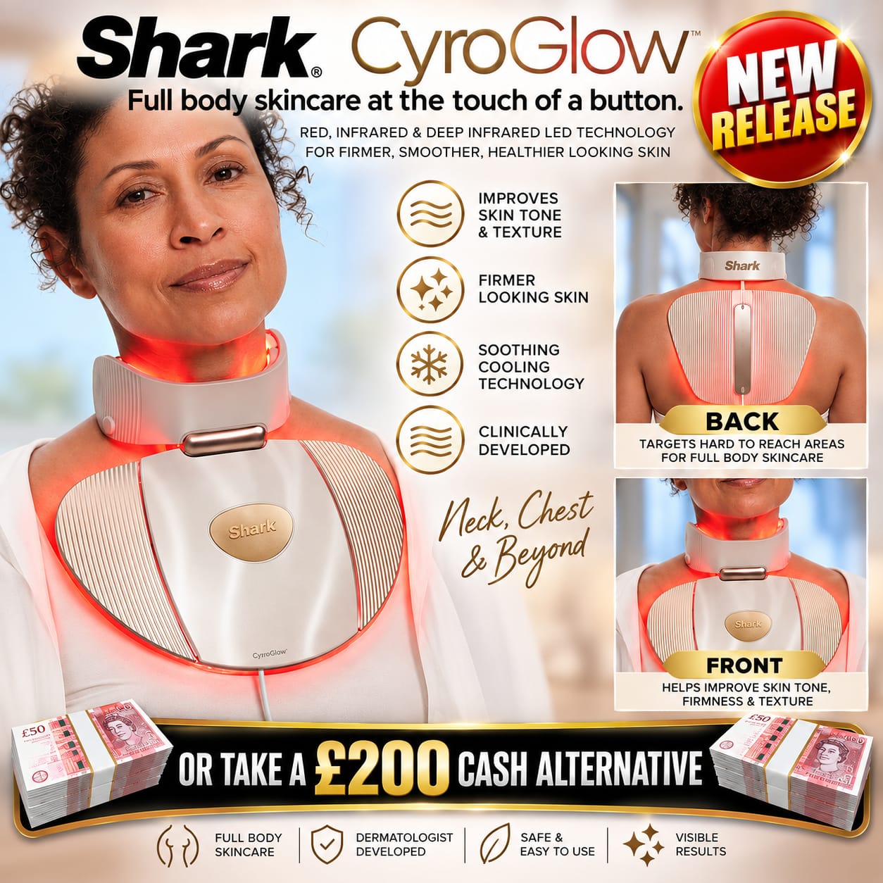 Shark CryoGlow Clinic LED Body Panel – White Gold