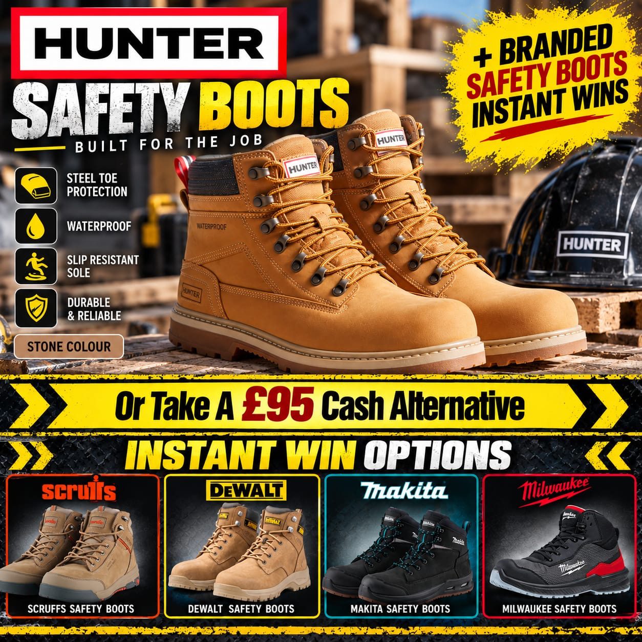 Hunter TORNADO 8” Safety Boots – Honey (+ Branded Boots Instant Wins)