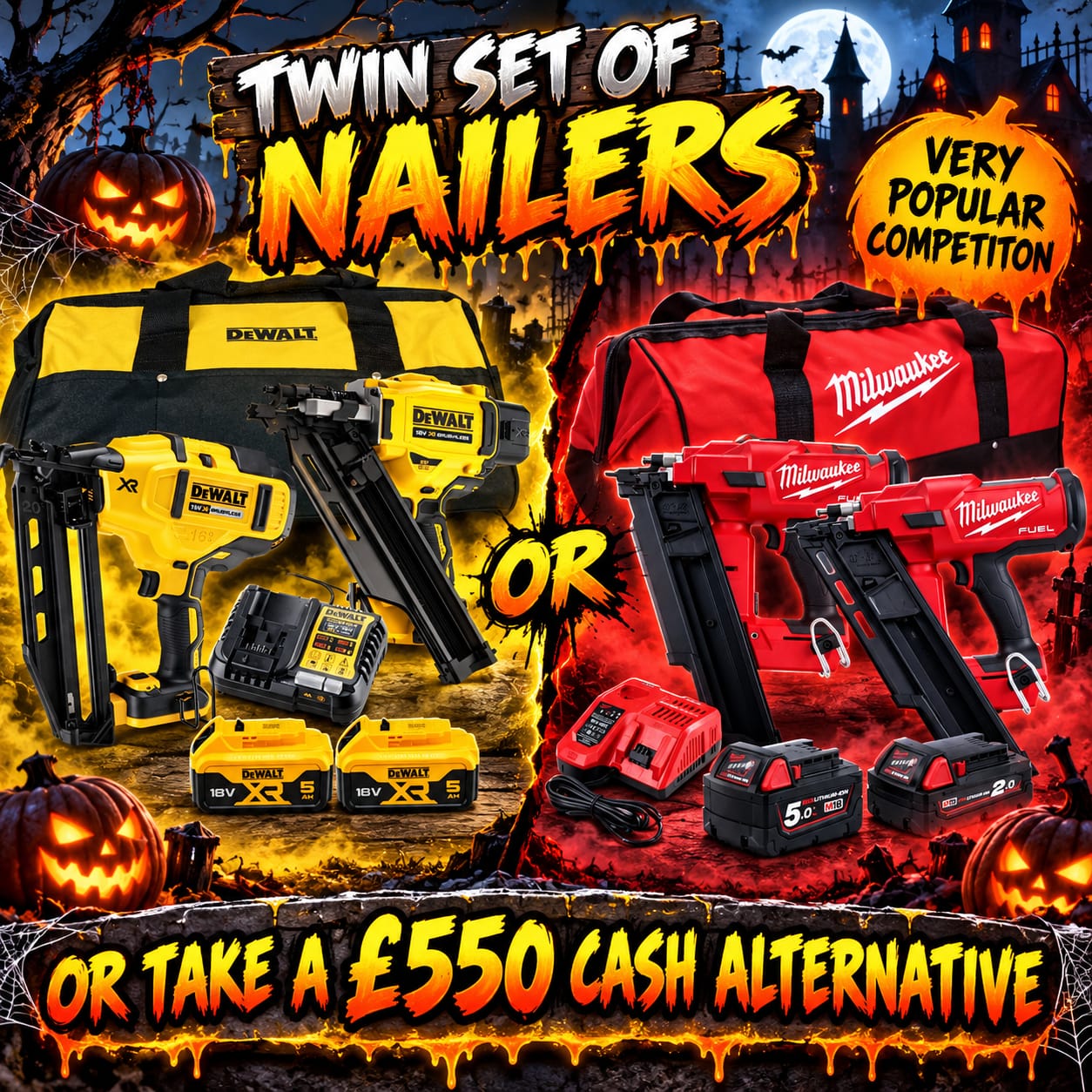 Milwaukee Or Dewalt 18v Brushless Twin Nailer Set